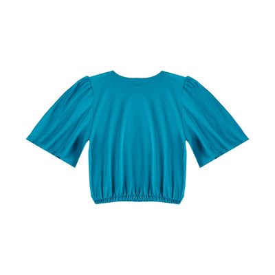 Blusa Feminina Com Franzido Na Manga Infinita Cor Azul M / Azul