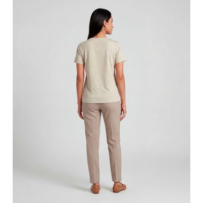 Blusa Feminina Básica Manga Curta Infinita Cor Bege G / Bege