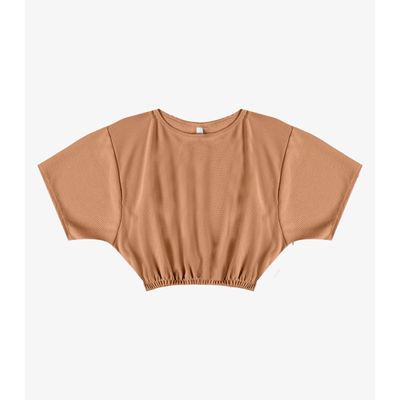 Blusa Feminina Elástico Na Cintura Infinita Cor Bege GG / Bege