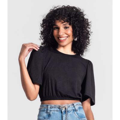 Blusa Cropped Feminina Rovitex Preto G / Preto