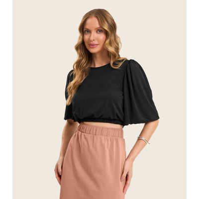 Blusa Cropped Feminina Rovitex Preto GG / Preto