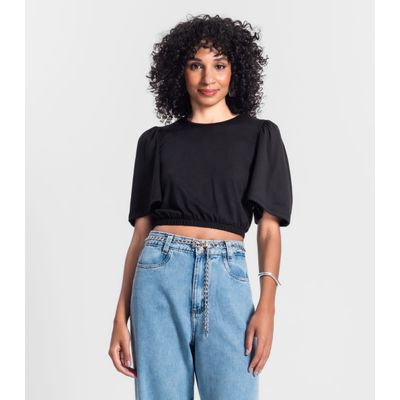 Blusa Cropped Feminina Rovitex Preto GG / Preto