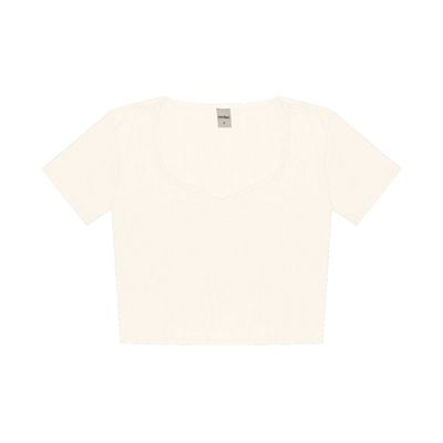 Blusa Canelada Com Decote Princesa Rovitex Bege P / Bege