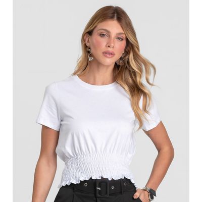 Blusa Feminina Com Lastex Dianna Branco M / Branco