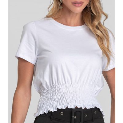 Blusa Feminina Com Lastex Dianna Branco GG / Branco
