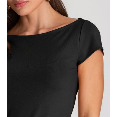 Blusa Feminina Decote Canoa Dianna Preto M / Preto