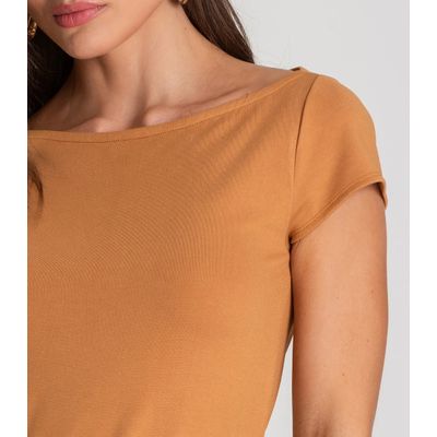 Blusa Feminina Decote Canoa Dianna Marrom PP / Marrom