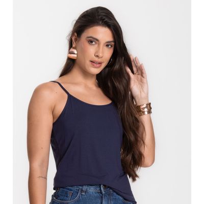 Blusa Feminina de Alças Básica Rovitex Azul GG / Azul