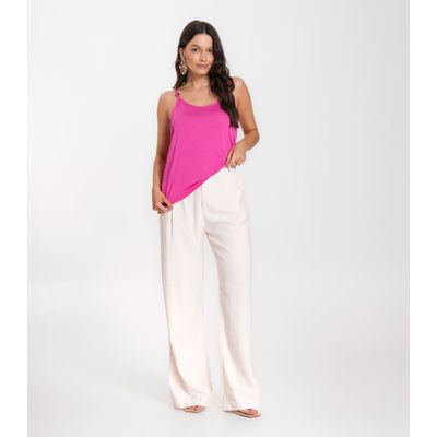 Blusa de Alça em Visco Tricot Infinita Cor Rosa M / Rosa