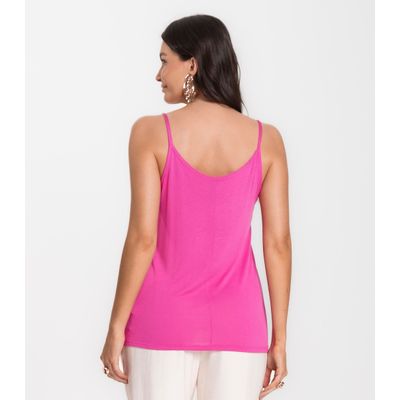 Blusa de Alça em Visco Tricot Infinita Cor Rosa M / Rosa