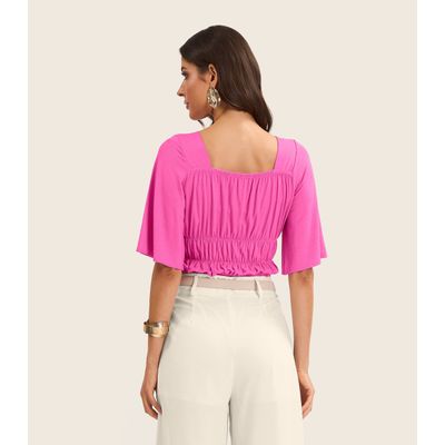 Blusa Cropped Feminina com Manga Ampla Endless Rosa M / Rosa