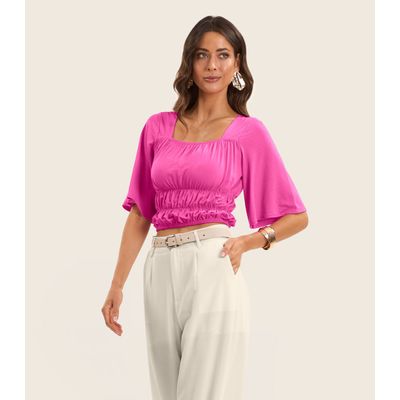 Blusa Cropped Feminina com Manga Ampla Endless Rosa P / Rosa
