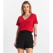 Blusa Básica Feminina Meia Malha Rovitex Vermelho