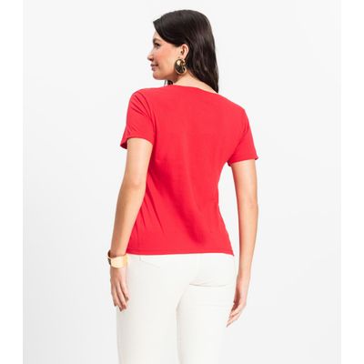 Blusa Básica Feminina Meia Malha Rovitex Vermelho P / Vermelho