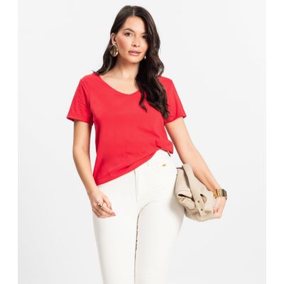 Blusa Básica Feminina Meia Malha Rovitex Vermelho P / Vermelho