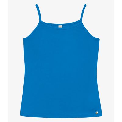 Blusa de Alça Feminina Viscotorcion Básica Rovitex Azul GG / Azul