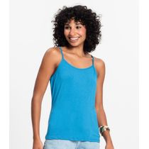Blusa de Alça Feminina Viscotorcion Básica Rovitex Azul