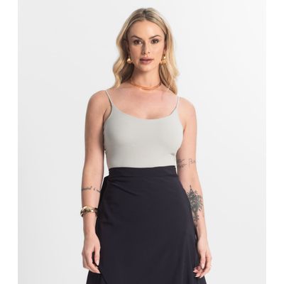 Blusa Feminina De Alça Poliamida Style Box Cinza G / Cinza