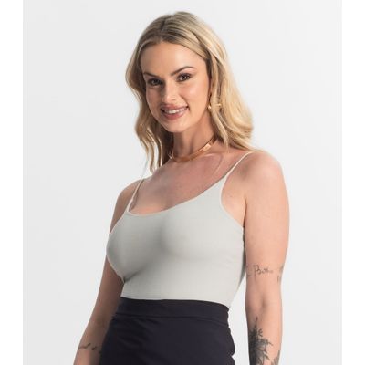 Blusa Feminina De Alça Poliamida Style Box Cinza G / Cinza