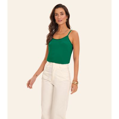 Blusa de Alça Feminina Viscotorcion Básica Rovitex Verde G / Verde