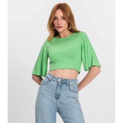 Blusa De Ribana Canelada Feminina Endless Verde GG / Verde