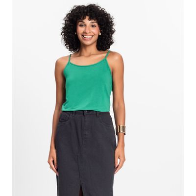 Blusa de Alça Feminina Viscotorcion Básica Rovitex Verde GG / Verde