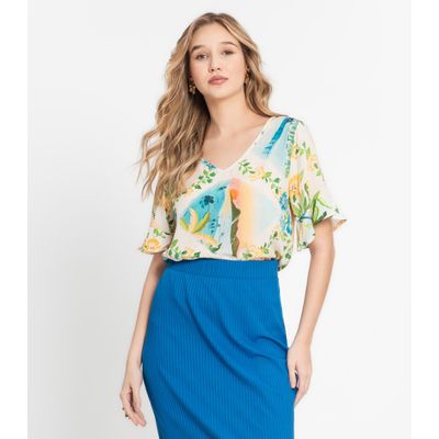 Blusa Feminina Estampada Infinita Cor Bege P / Bege