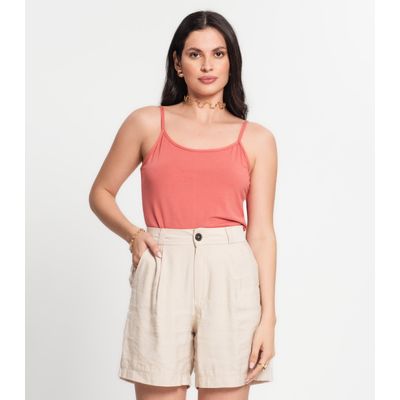 Blusa Feminina de Alças Básica Rovitex Laranja P / Laranja