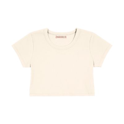 Blusa Cropped Infantil Ribana Canelada Trick Nick Bege 14 / Bege