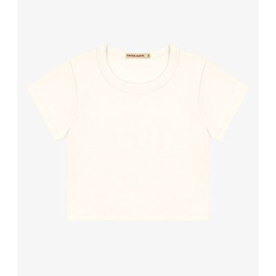 Blusa Cropped Infantil Ribana Canelada Trick Nick Bege 10 / Bege