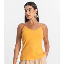 Blusa De Alça Feminina Ribana Canelada Rovitex Amarelo