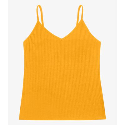Blusa De Alça Feminina Ribana Canelada Rovitex Amarelo M / Amarelo