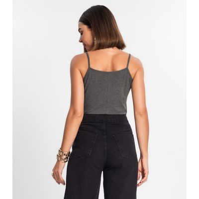 Blusa de Alça Feminina Viscotorcion Básica Rovitex Cinza P / Cinza