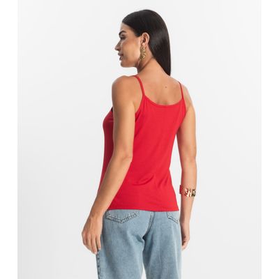 Blusa de Alça Feminina Viscotorcion Básica Rovitex Vermelho P / Vermelho
