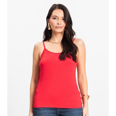 Blusa de Alça Feminina Viscotorcion Básica Rovitex Vermelho P / Vermelho