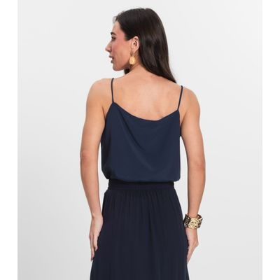 Blusa De Alça Tecido Crepe Marrocos Endless Azul M / Azul