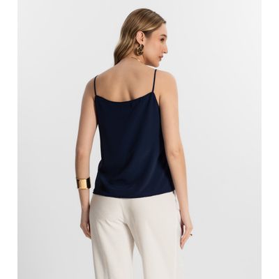 Blusa De Alça Tecido Crepe Marrocos Endless Azul M / Azul