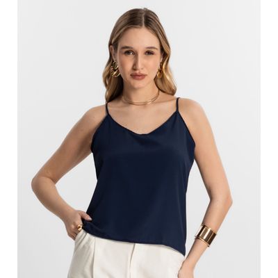 Blusa De Alça Tecido Crepe Marrocos Endless Azul M / Azul