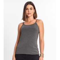Blusa de Alça Feminina Viscotorcion Básica Rovitex Cinza