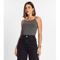 Blusa de Alça Feminina Viscotorcion Básica Rovitex Cinza