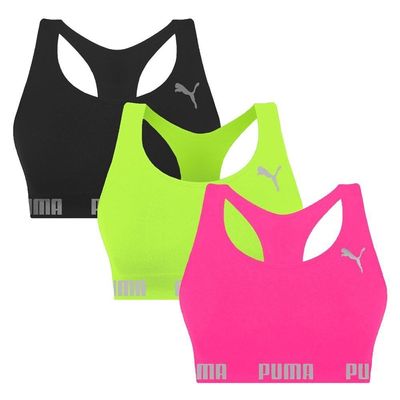 Kit 3 Tops Puma Nadador Sem Costura Feminino G / Rosa/Verde