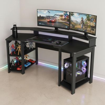 Mesa Gamer Cockpit Para 2 Monitores ME4167 Preto Tecnomobili