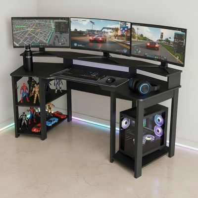 Mesa Gamer Cockpit Para 2 Monitores ME4167 Preto Tecnomobili