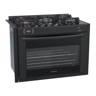 Fogao de Embutir 5 Bocas Venax Gaudi Prisma Vitreo Bl Venax Preto / Bivolt