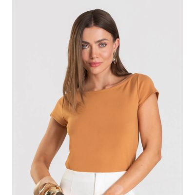 Blusa Feminina Decote Canoa Dianna Marrom GG / Marrom