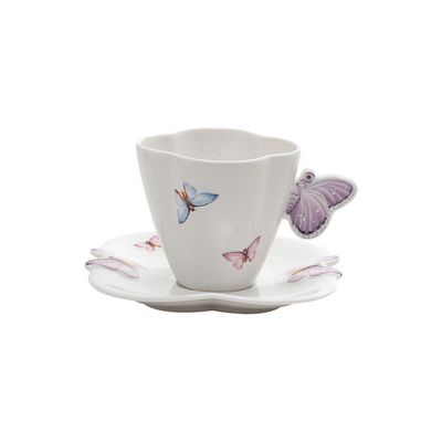 Conjunto 06 Xícaras De Chá De Porcelana Borboletas 200ml Wolff
