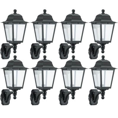 8 Luminárias Decorativas de Parede 28x52cm Pretas Soberana Soquete E27 Arandelas Dital
