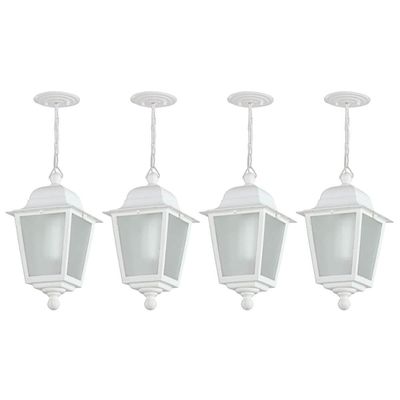 Kit 4 Luminárias Brancas Pendentes Elegante com Lente Fosca Termoplástico Dital