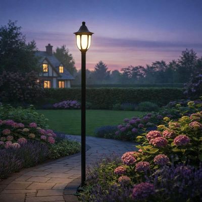 Poste de Iluminação Preto para Jardim Tubo em Alumínio Lâmpada E27 Termoplástico Dital