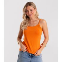 Blusa de Alça Feminina Viscotorcion Básica Rovitex Marrom